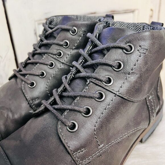 Restoration Russell Charcoal Gray Vegan Marbled Leather Lace up Low Boots 9.5M main image 6